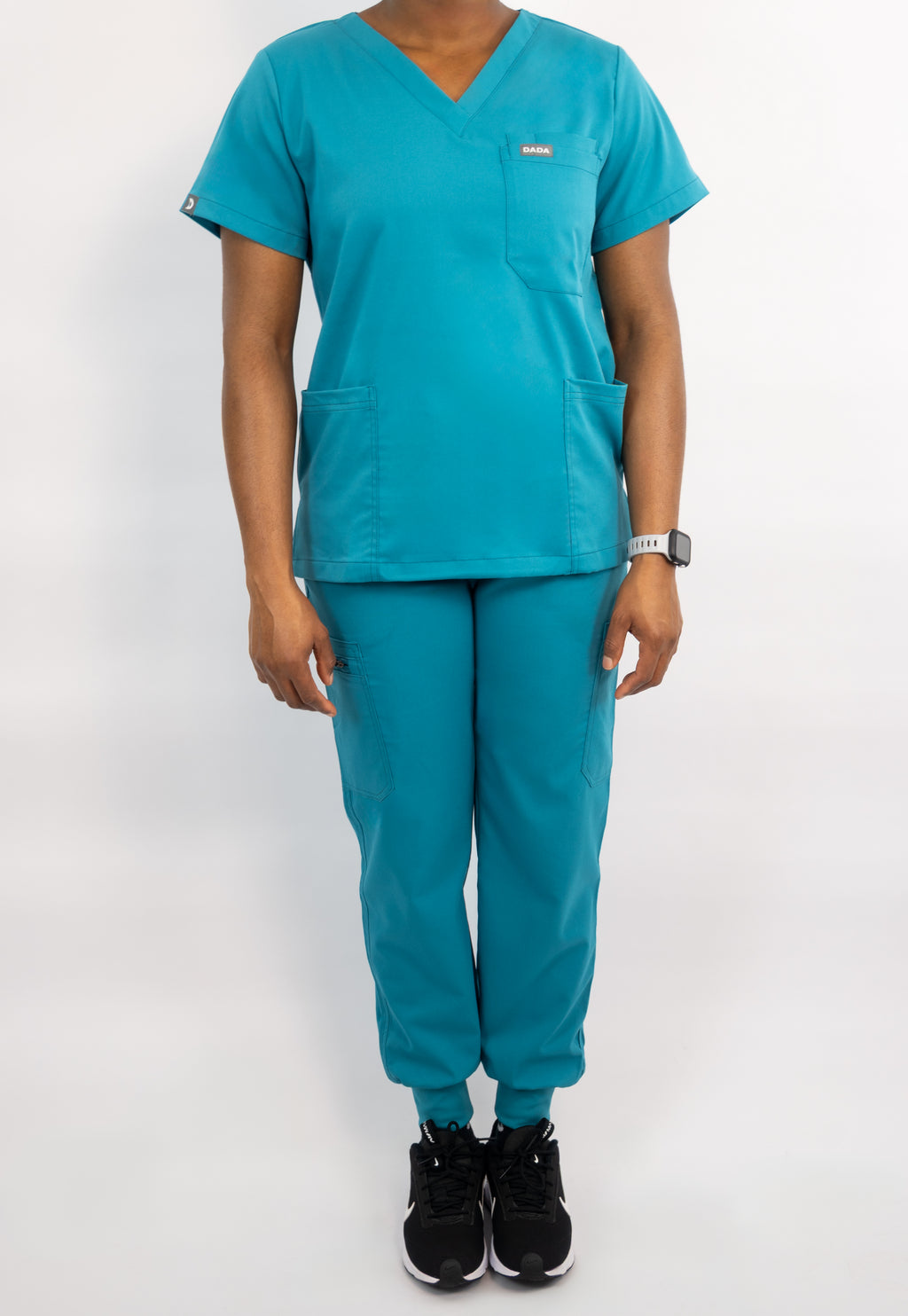 DADA Women’s 11-Pocket Utility Scrub Set – Teal Blue