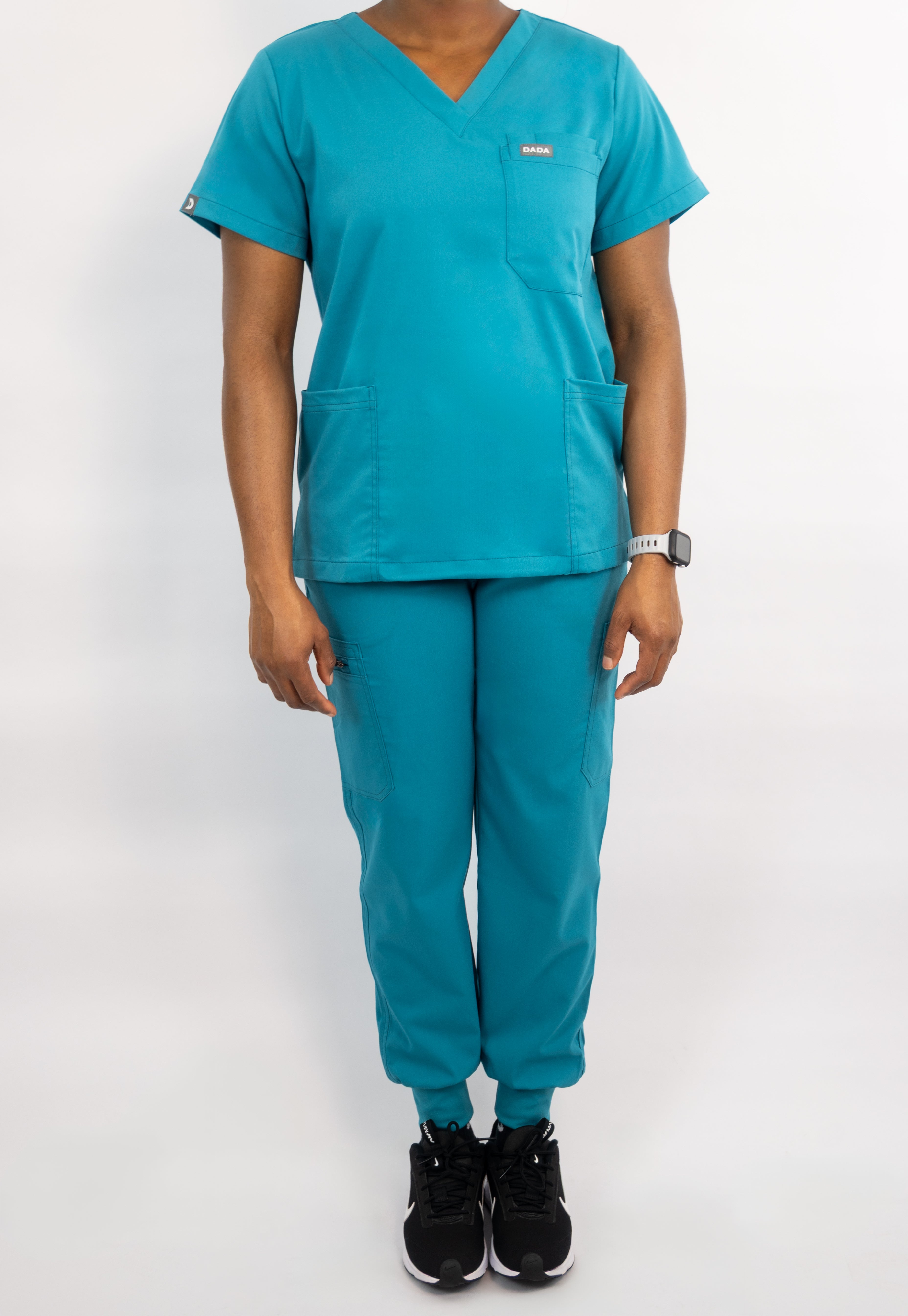 DADA Women’s 11-Pocket Utility Scrub Set – Teal Blue